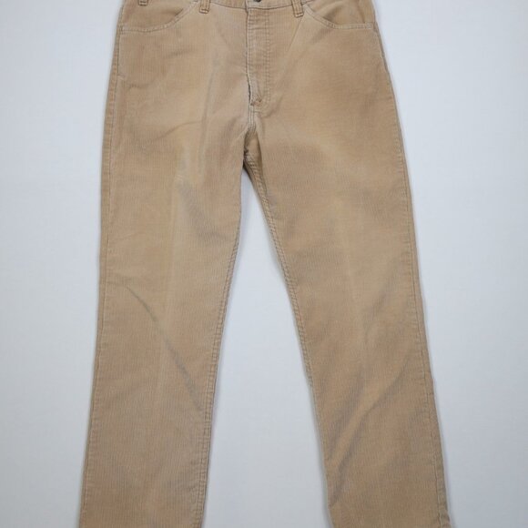 Vintage 80s Levis Mens 38x30 Faded Straight Leg Corduroy Chino Pants Beige USA